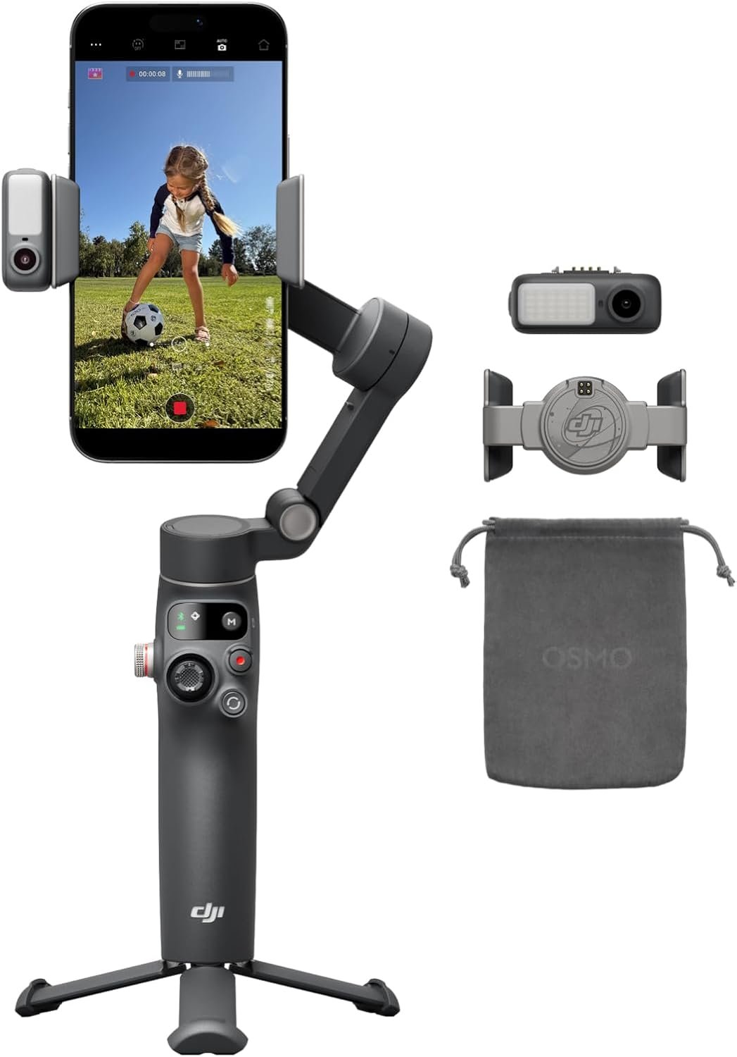 DJI-Osmo-Mobile-8-Gimbal-Stabilizer-for-Phone_-AI-Native-Tracking-with-Audio-_-Lighting_-3_B0FJ2L67HJ DJI Osmo Mobile 8 Gimbal Stabilizer for Phone, AI Native Tracking with Audio & Lighting, 360° Pan Rotation, Built-in Extension Rod & Tripod, 10h Battery, Extension Rod, Robust 3-Axis Stabilization - Image 1
