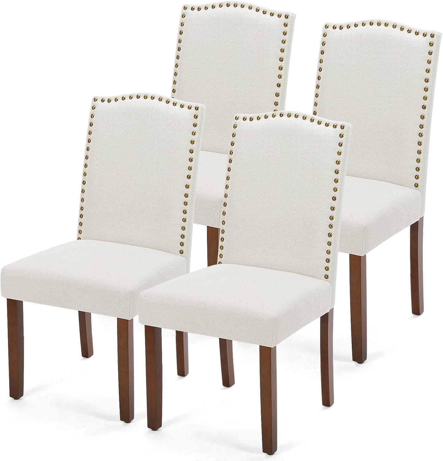 DUMOS Dining Chairs Set of 4, Moden Kitchen Table Chairs with Wooden Legs and Padded Seat for Dining Room/Kitchen/Living Room/Restaurant, Beige
