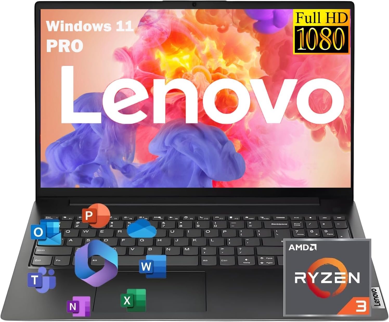 Lenovo 2026 New V15 Laptop for Student & Business with Microsoft Office on the Web, AMD Ryzen 3 7320U (Beat i7-1065G7), 15.6'' FHD, 16GB RAM, 256GB SSD, Ethernet Port RJ-45, Windows 11 Pro, No Mouse