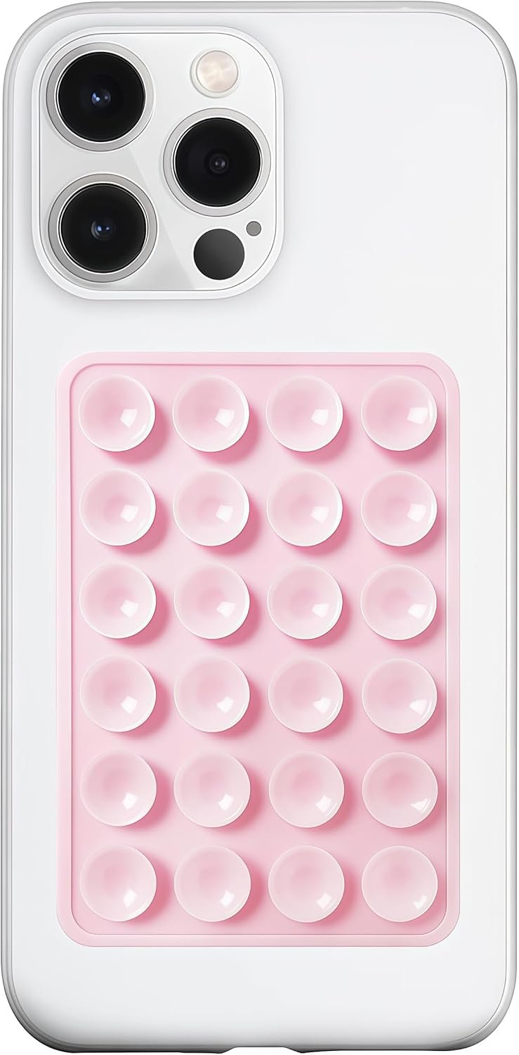 LvShuLiangPin-Anteel-Silicone-Suction-Phone-Case-Mount_-Silicon-Adhesive-Phone-Accessory-f_B0CH6S742P LvShuLiangPin Anteel Silicone Suction Phone Case Mount, Silicon Adhesive Phone Accessory for Smartphones, Hands-Free Mirror Shower Phone Holder for Selfies, Tiktok Videos (Light Pink) - Image 1