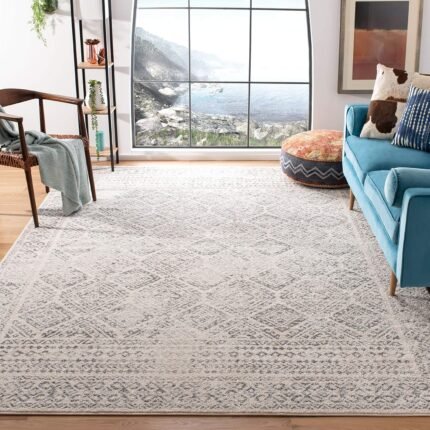 SAFAVIEH Area Rug 9x12 - Tulum Collection - Large - Ivory & Grey, Moroccan Boho Distressed Design, Non-Shedding & Easy to Clean, Ideal for Living Room, Bedroom, Dining Space (TUL264A)
