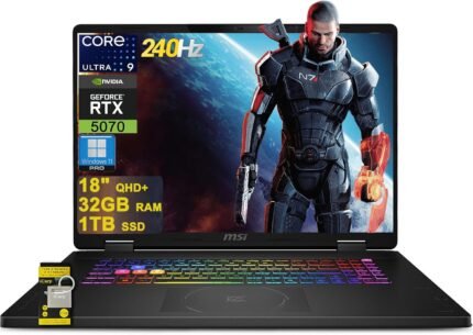 msi Crosshair 18 HX AI Gaming Laptop 18" QHD+ IPS 240Hz Intel 24-core Ultra 9 275HX (>i9-14900HX) 32GB DDR5 1TB SSD GeForce RTX 5070 (Up to 798 AI Tops) RGB Backlit Thunderbolt Win11Pro ICP Hub