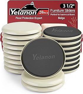 Yelanon Furniture Sliders for Carpet - 20 PCS Heavy Duty Moving Pads 3 1_2_ - Sliders for Yelanon Furniture Sliders for Carpet - 20 PCS Heavy Duty Moving Pads 3 1/2" - Sliders for Furniture on Carpet, Reusable Furniture Moving Sliders for Easy Glide - Image 1